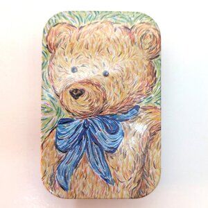 Vintage 90s Teddy Bear Colored Pencil Tin FAO Schwarz Kawaii Cute Collectible